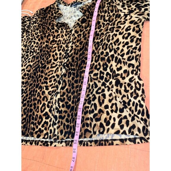 Jones New York Leopard Print Long Sleeve Button Front Blouse Women's Size XL - Picture 6 of 8